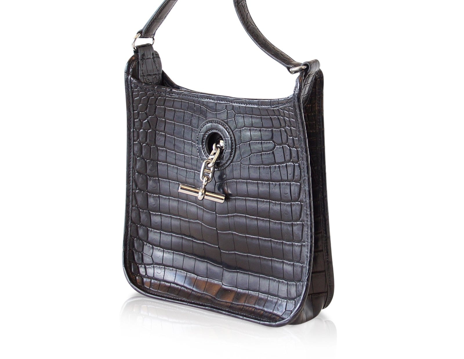 Vespa TPM Matte Black Crocodile Crossbody Shoulder Bag