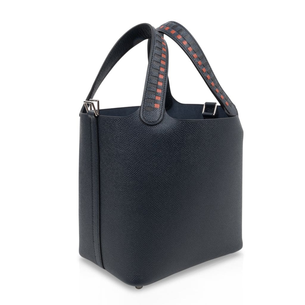 Picotin Lock 18 Tressage De Cuir PM Limited Edition Blue Indigo
