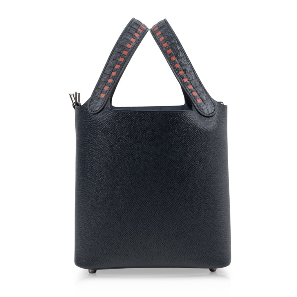 Picotin Lock 18 Tressage De Cuir PM Limited Edition Blue Indigo