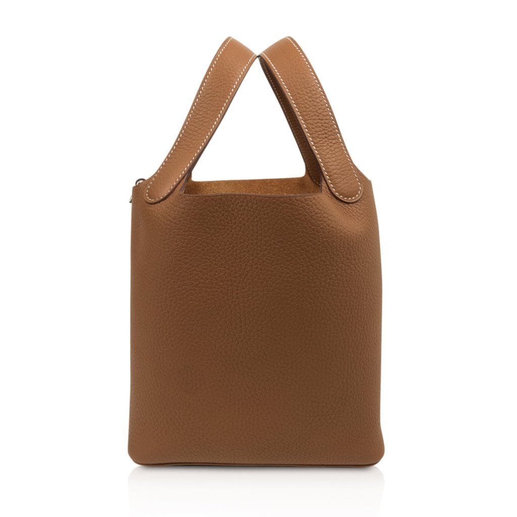 Picotin Lock 18 Bag Gold Clemence Tote Palladium Hardware