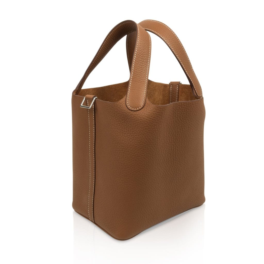 Picotin Lock 18 Bag Gold Clemence Tote Palladium Hardware