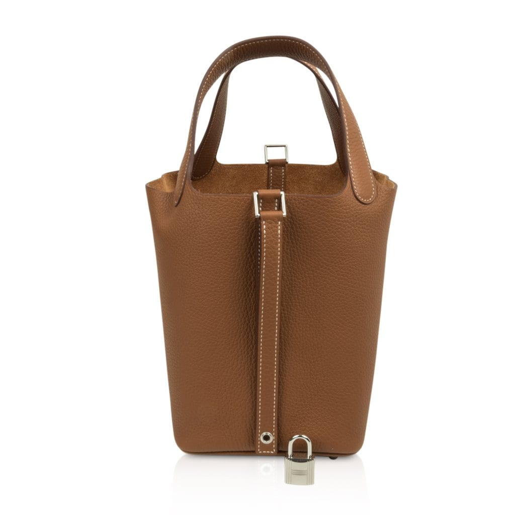 Picotin Lock 18 Bag Gold Clemence Tote Palladium Hardware