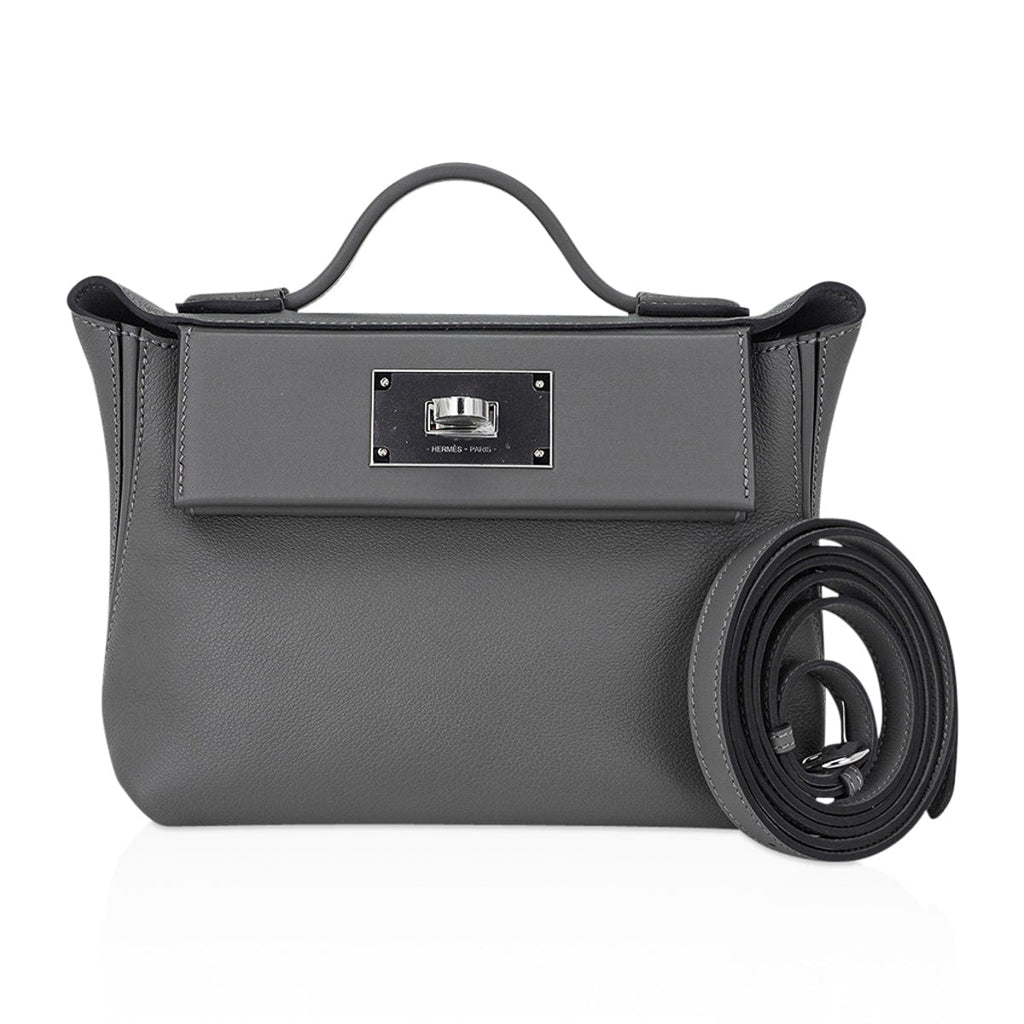 Mini 24/24 21 Bag Gris Meyer Evercolor & Swift Leather with Palladium Hardware
