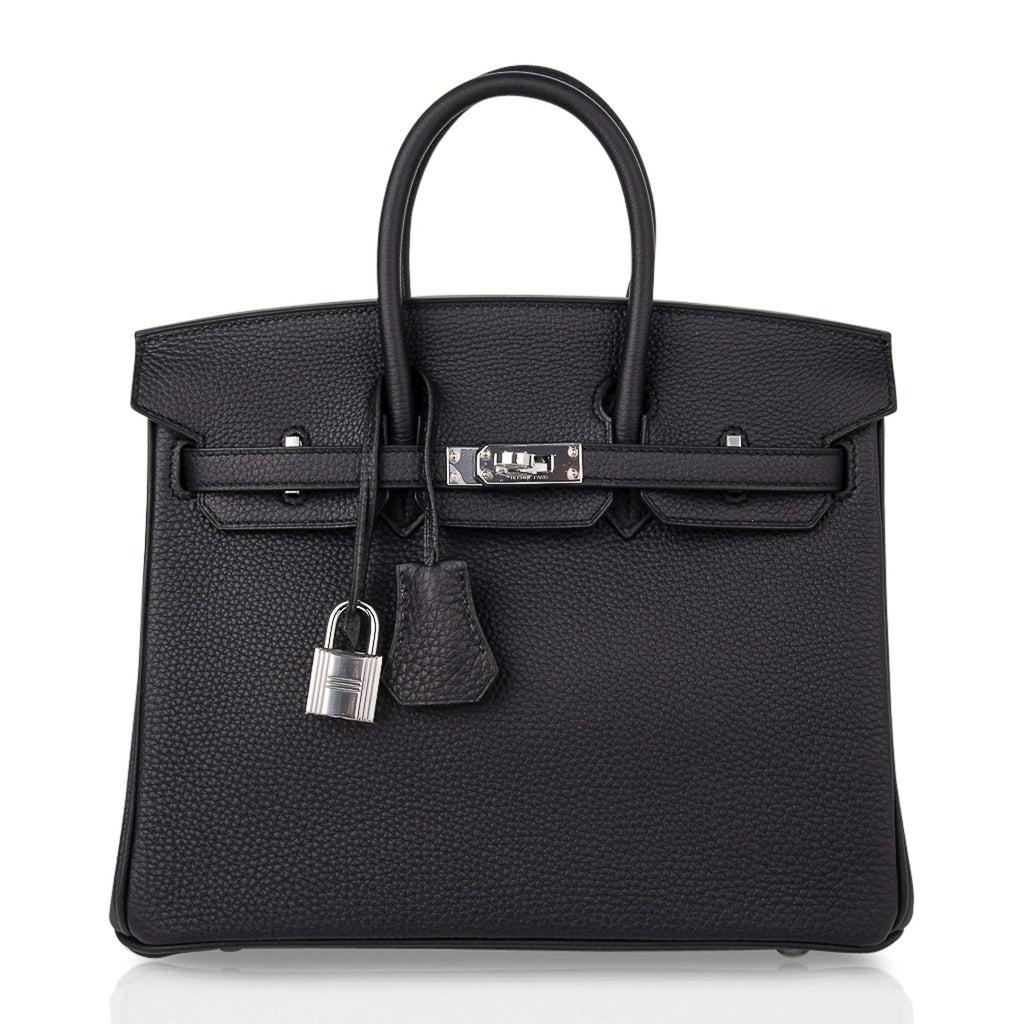 Birkin 25 Bag Black Palladium Hardware Togo Leather