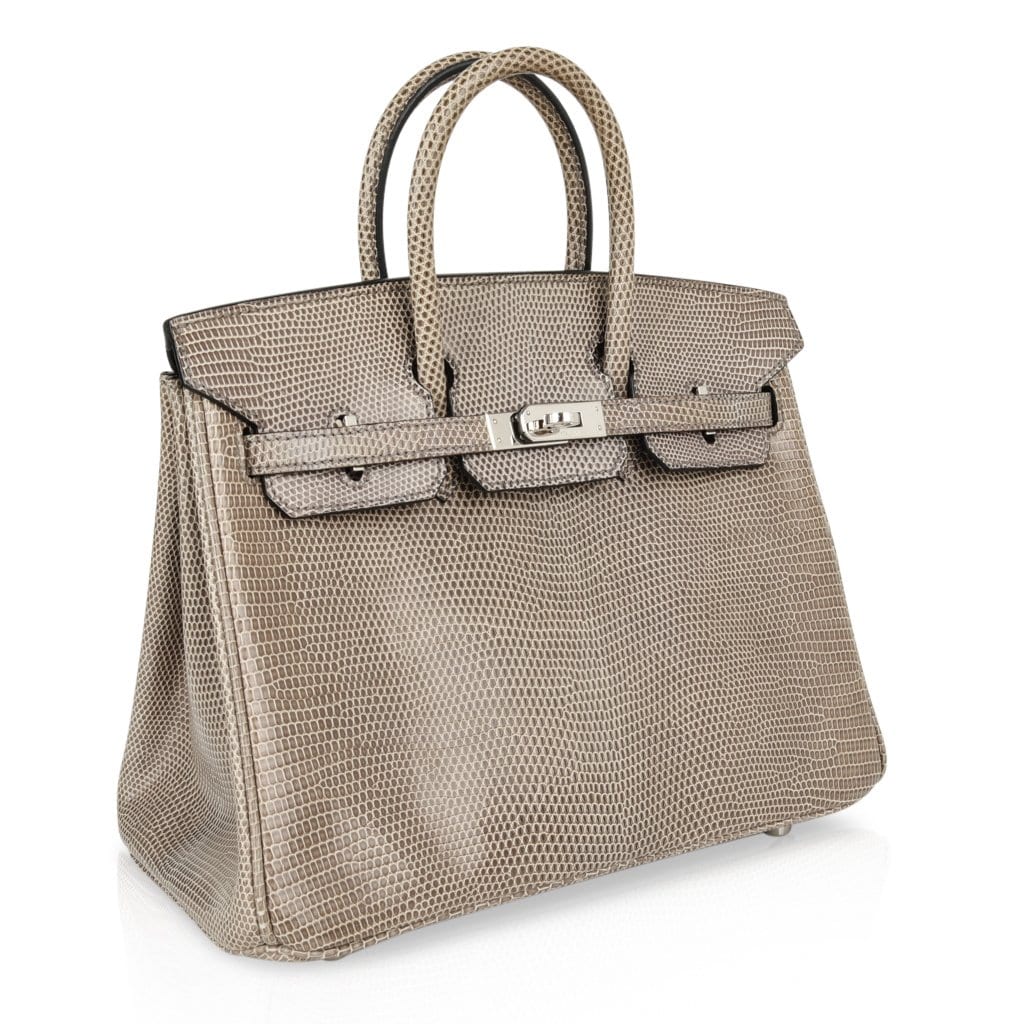 Birkin 25 Bag Gris Agate Lizard Palladium Hardware VERY Rare
