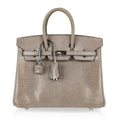 Birkin 25 Bag Gris Agate Lizard Palladium Hardware VERY Rare
