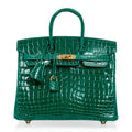 Birkin 25 Bag Emerald Crocodile Gold Hardware
