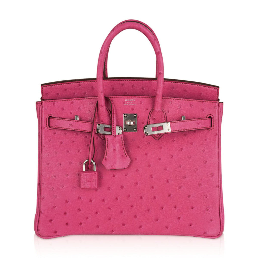 Birkin 25 Bag Fuchsia Ostrich with Palladium Hardware
