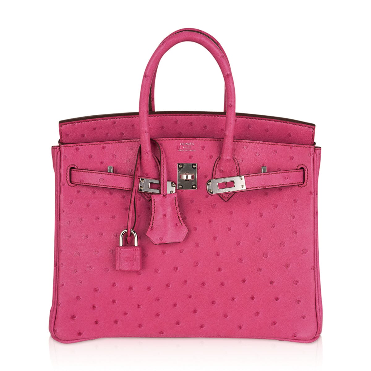 Birkin 25 Bag Fuchsia Ostrich with Palladium Hardware