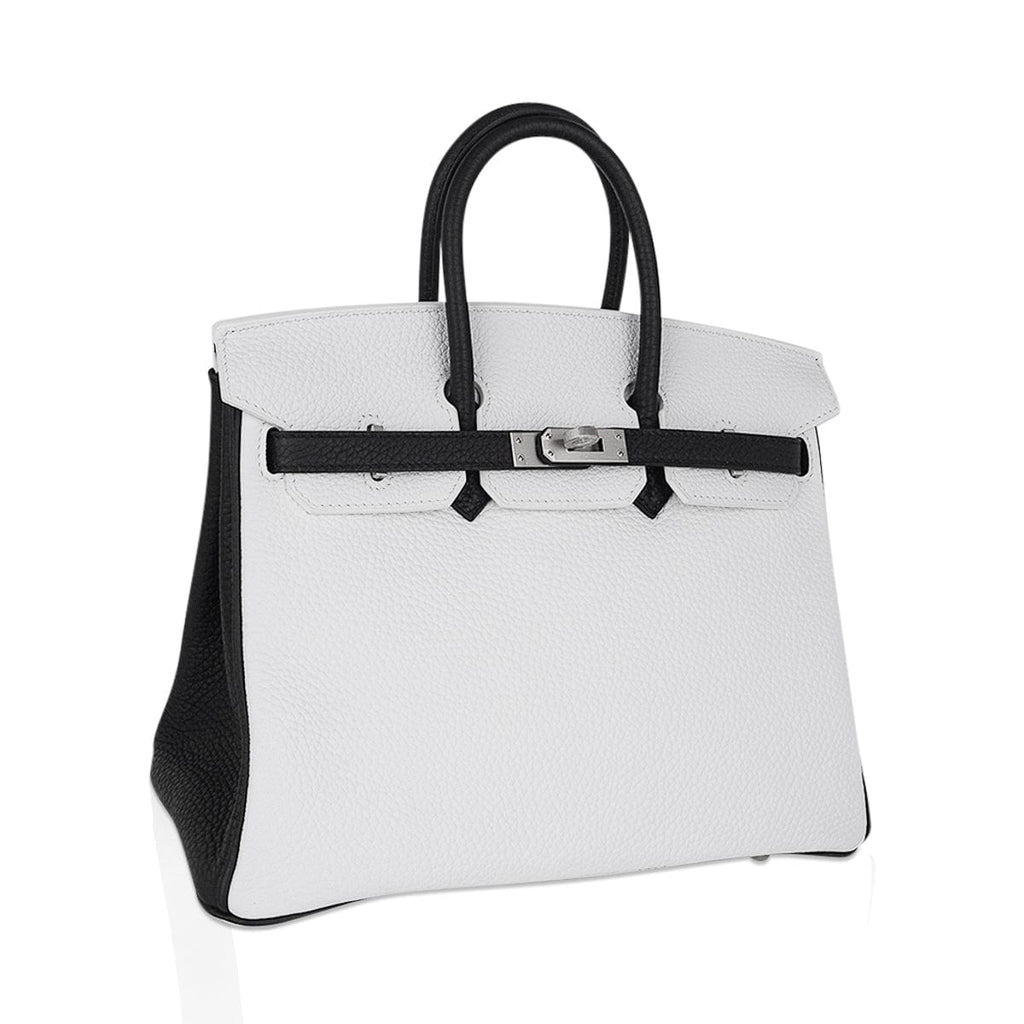 Birkin HSS 25 Bag White w/ Black Brushed Palladium Hardware
