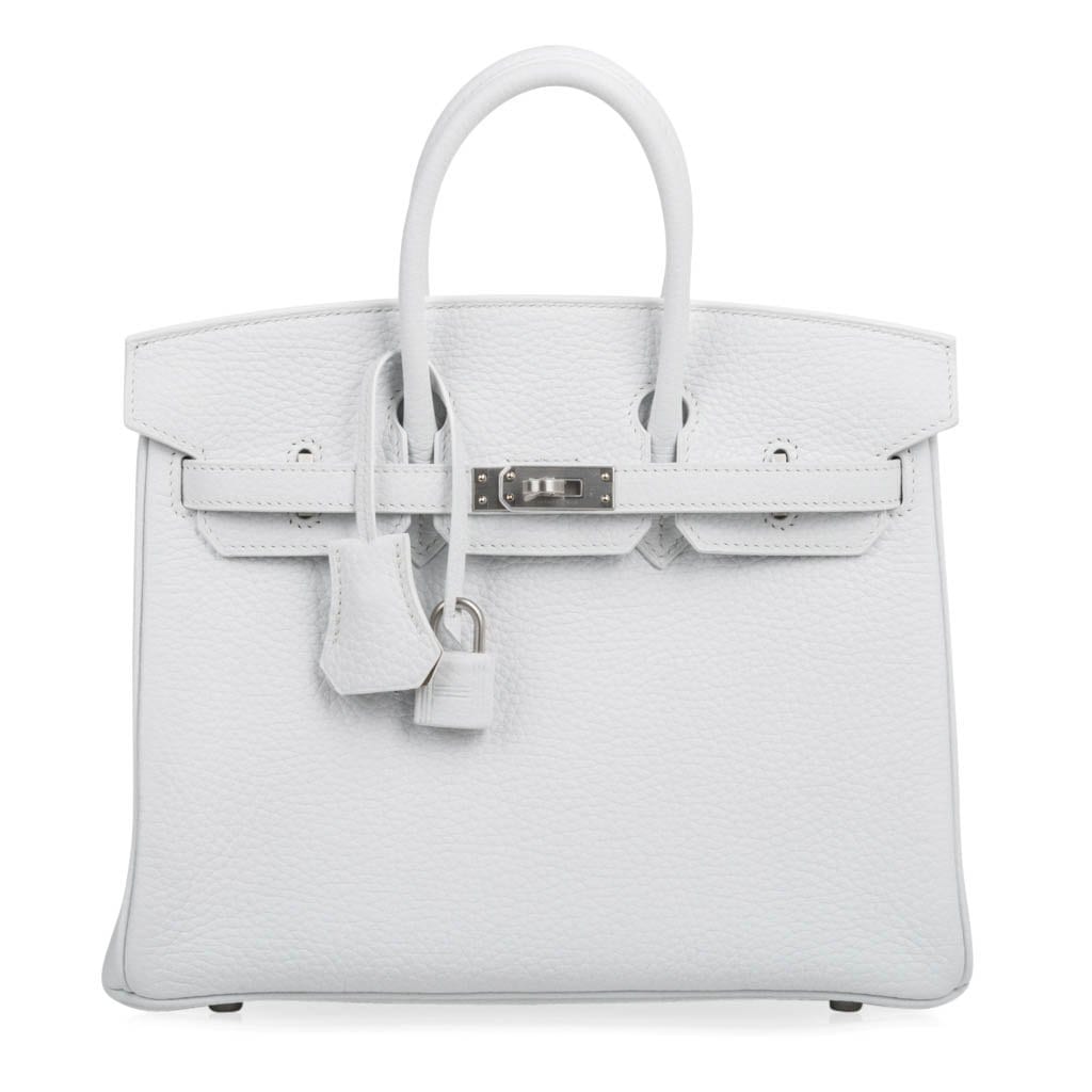 Birkin 25 Bag HSS White Clemence Trench Interior Brushed Palladium Hardware