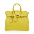 Birkin 25 Bag Lime Matte Alligator with Palladium Hardware
