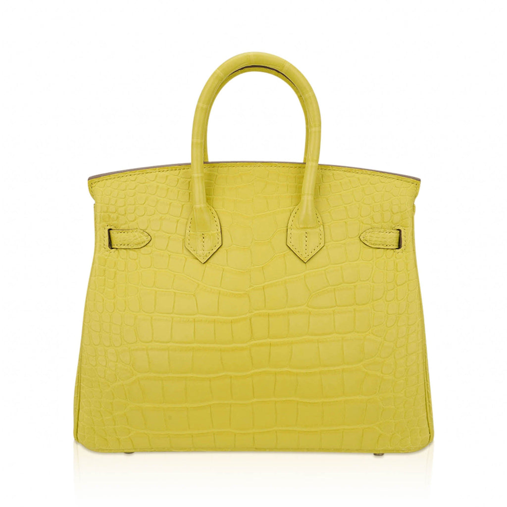 Birkin 25 Bag Lime Matte Alligator with Palladium Hardware