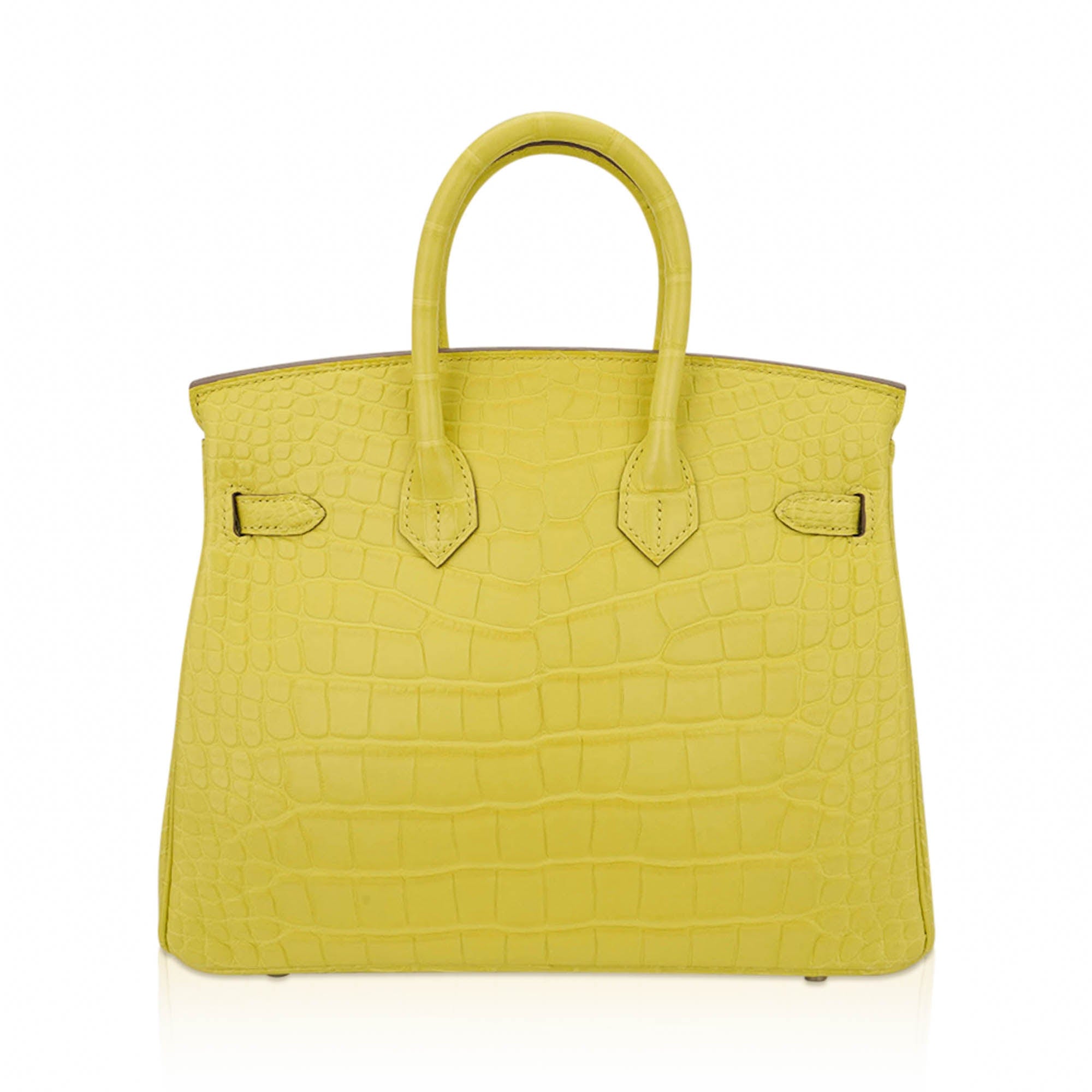 Birkin 25 Bag Lime Matte Alligator with Palladium Hardware