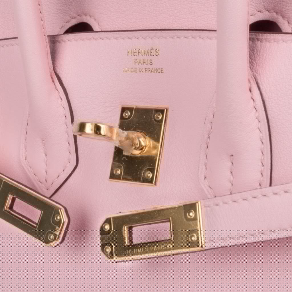 Birkin 25 Bag Rose Sakura Swift Gold Hardware Rare