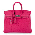 Birkin 25 Rose Tyrien Ostrich Bag Palladium Hardware