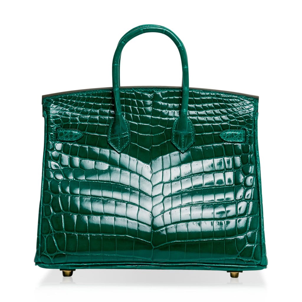 Birkin 25 Bag Emerald Crocodile Gold Hardware