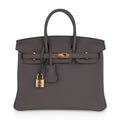 Birkin 25 Bag Etain Gold Hardware Togo Leather New w/Box