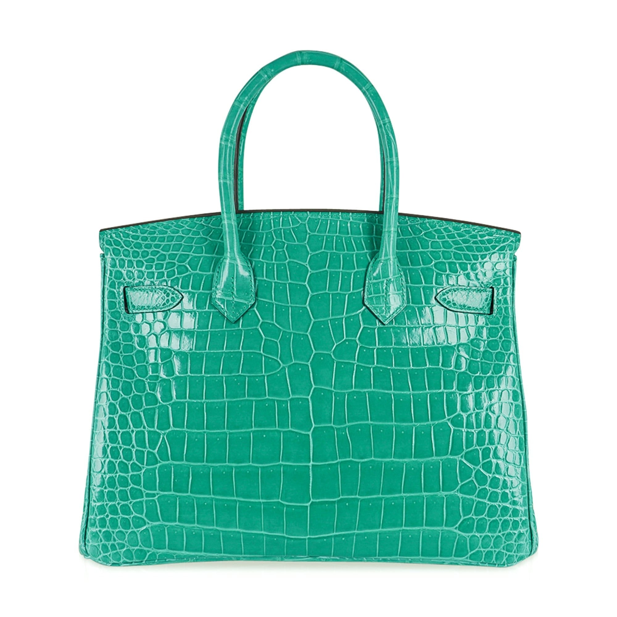Birkin 30 Bag Jade Porosus Crocodile Gold Hardware