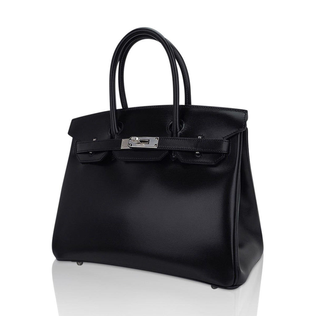Birkin 30 Black Box Leather Bag Palladium Hardware