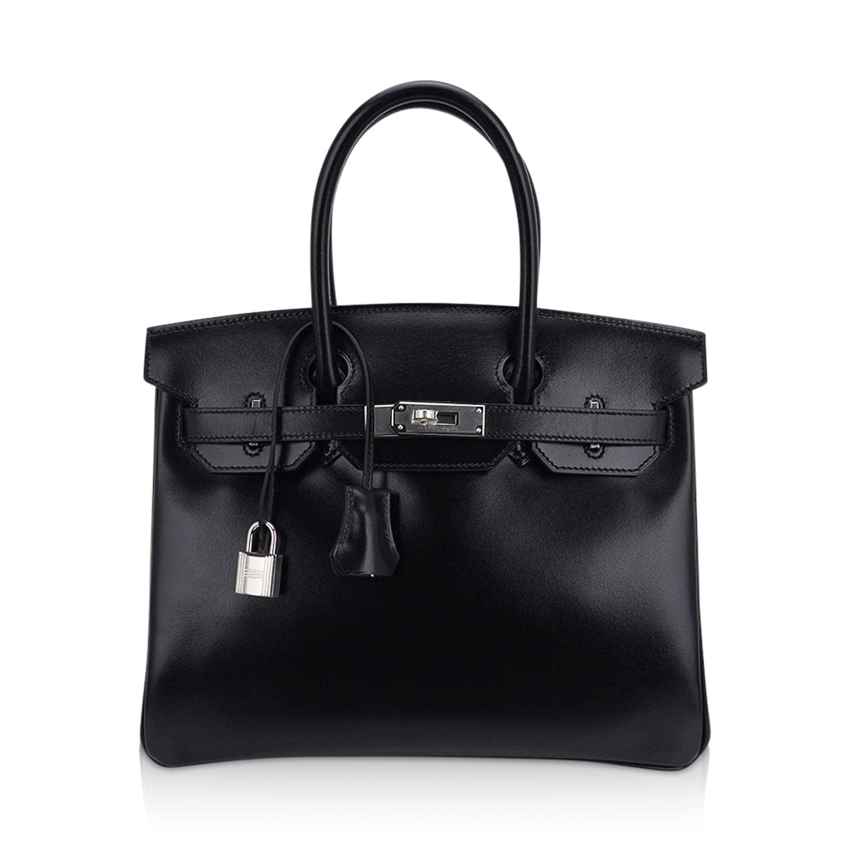 Birkin 30 Black Box Leather Bag Palladium Hardware