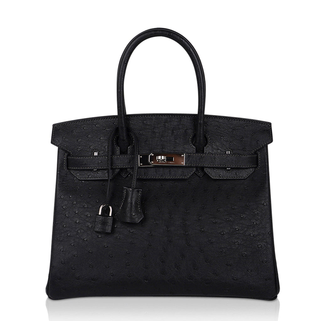 Birkin HSS 30 Bag Black (Noir ) Ostrich Palladium Hardware