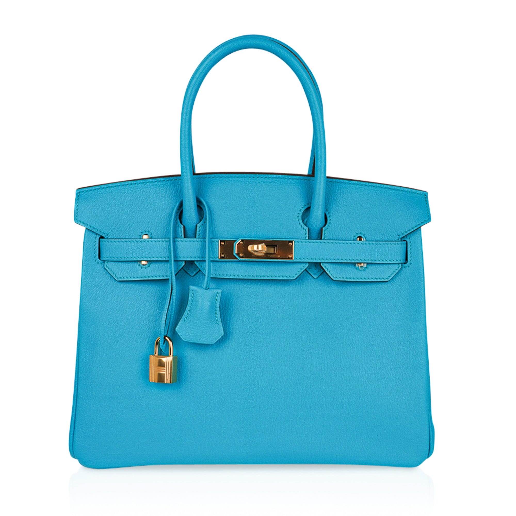 Birkin 30 Bleu Aztec Bag Chevre Leather with Gold Hardware