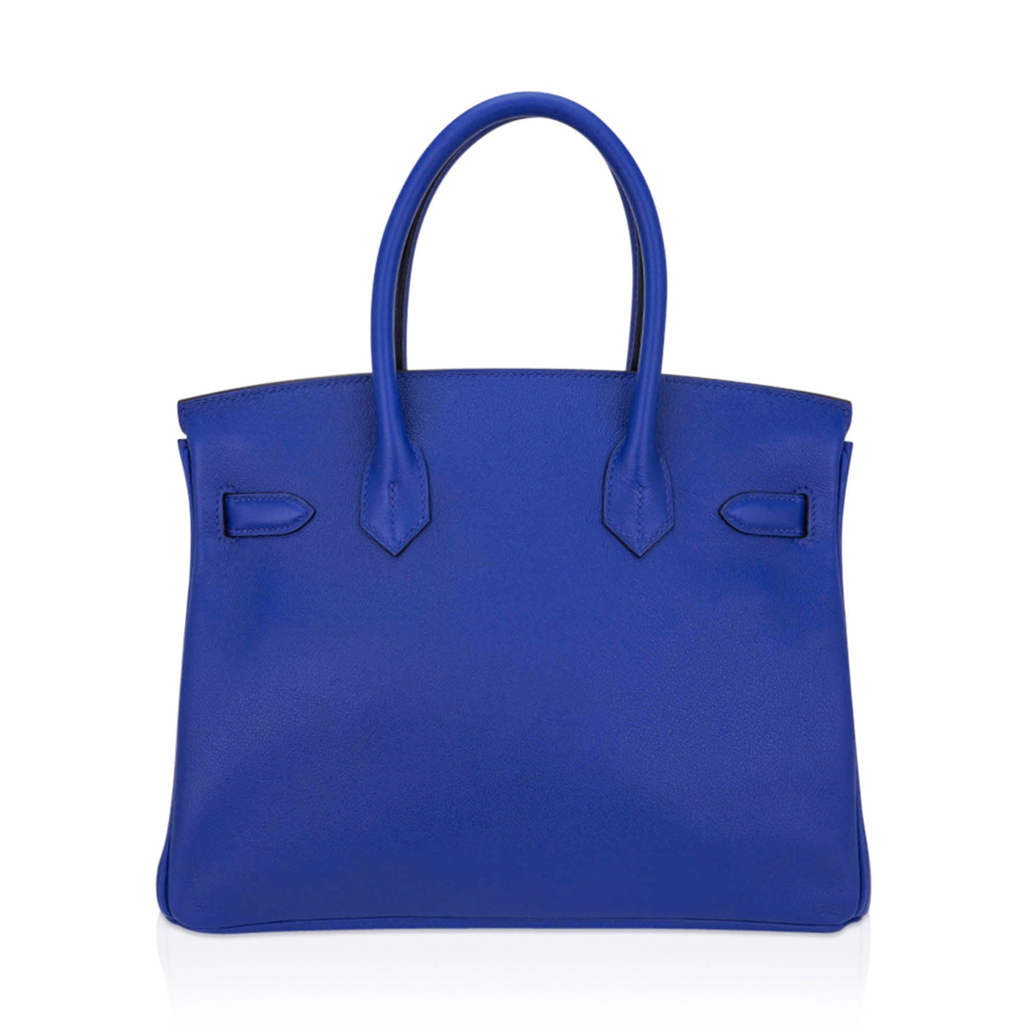 Birkin 30 Bag Blue Electric Novillo Leather with Palladium Hardware