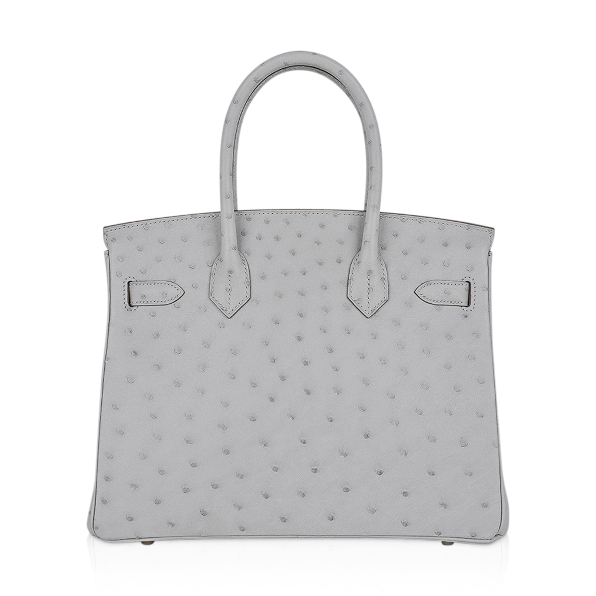 Birkin 30 Bag Gris Perle Ostrich with Gold Hardware