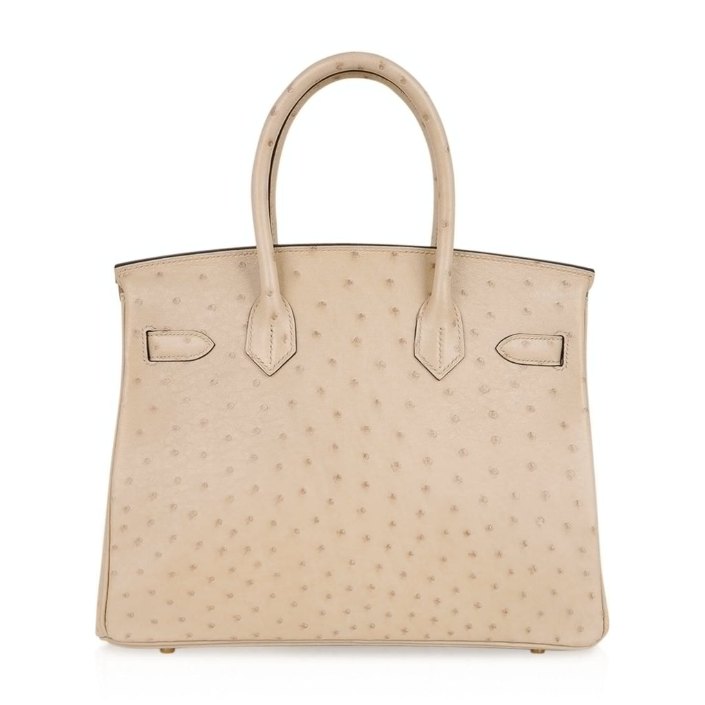 Birkin 30 Bag Ostrich Parchemin Gold Hardware New w/Box