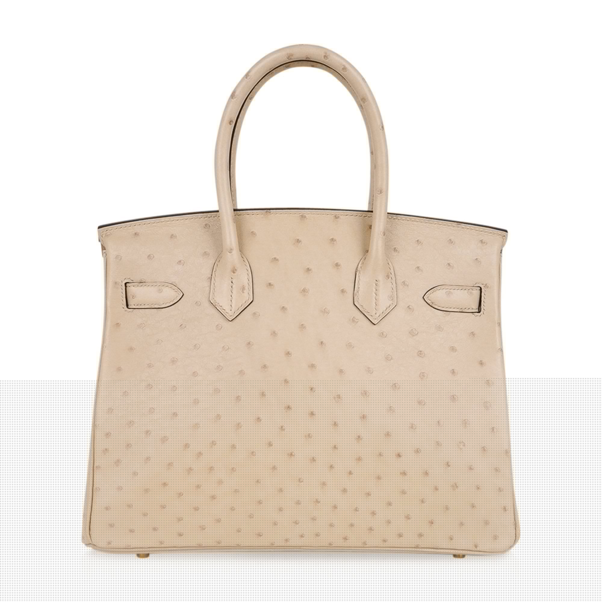 Birkin 30 Bag Ostrich Parchemin Gold Hardware New w/Box