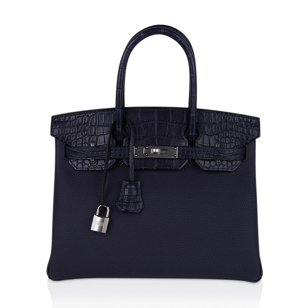 Birkin 30 Touch Blue Indigo Matte Alligator Bag Palladium Hardware
