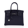 Birkin 30 Touch Blue Indigo Matte Alligator Bag Palladium Hardware