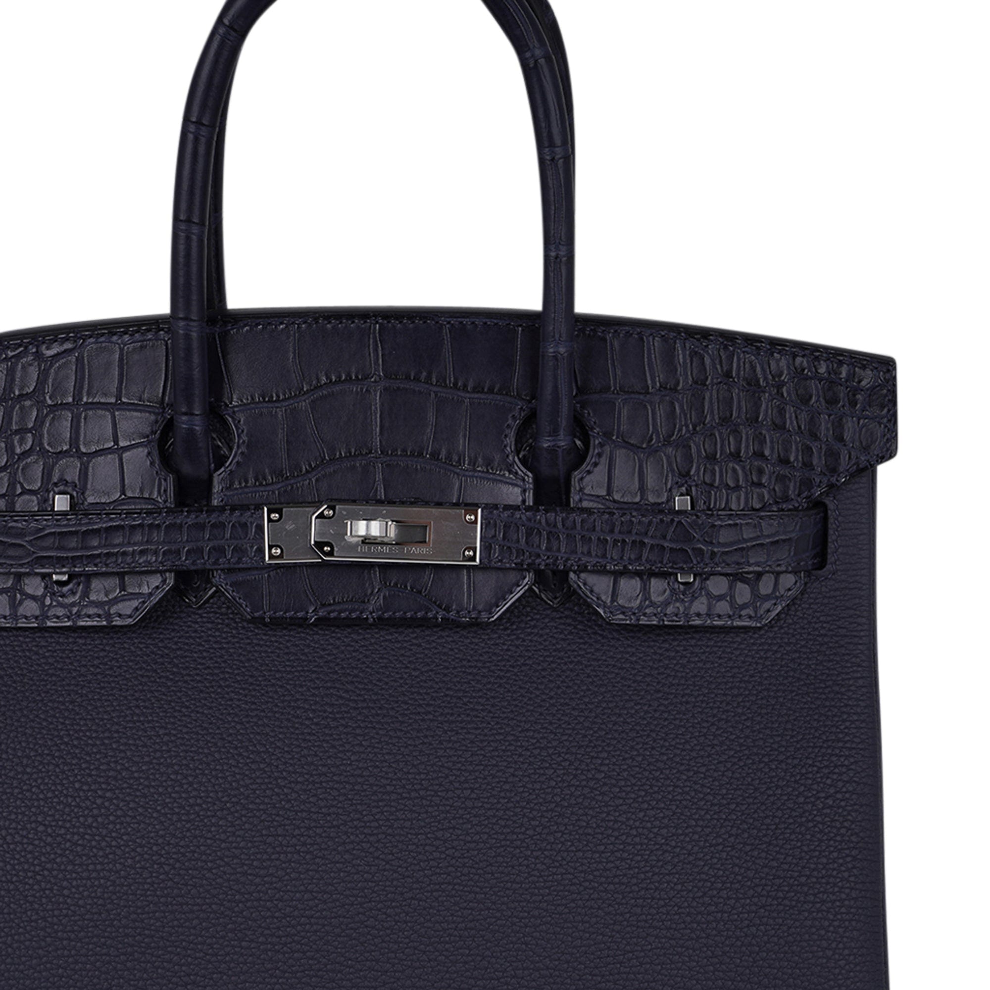 Birkin 30 Touch Blue Indigo Matte Alligator Bag Palladium Hardware