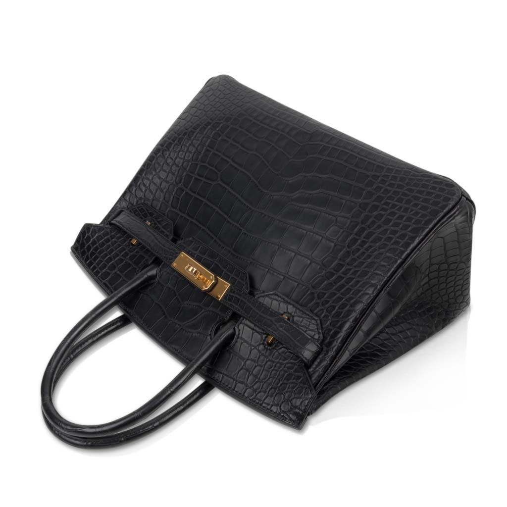 Birkin 30 Bag Black Matte Alligator Gold Hardware