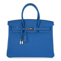 Birkin 35 Bag Rich Blue Izmir Clemence Palladium