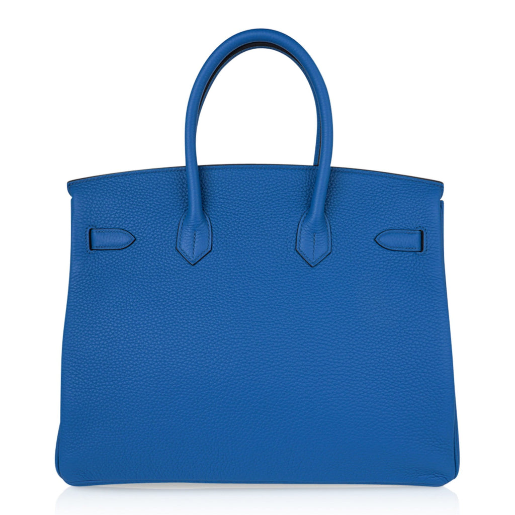 Birkin 35 Bag Rich Blue Izmir Clemence Palladium