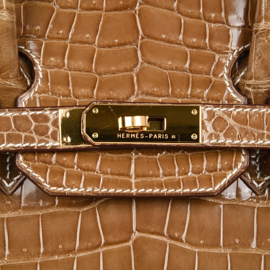Birkin 35 Bag Ficelle Porosus Crocodile Gold Hardware