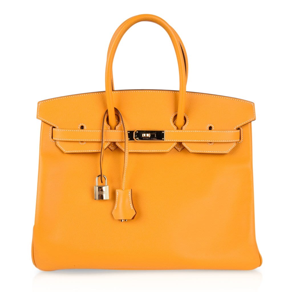 Birkin 35 Bag Yellow Jaune D’Or Candy Limited Edition Epsom Permabrass