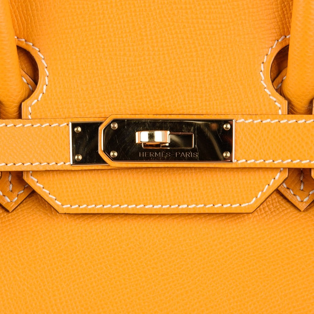 Birkin 35 Bag Yellow Jaune D’Or Candy Limited Edition Epsom Permabrass