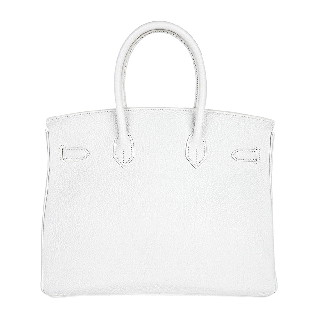 Birkin 35 Bag White Clemence Leather with Palladium Hardware