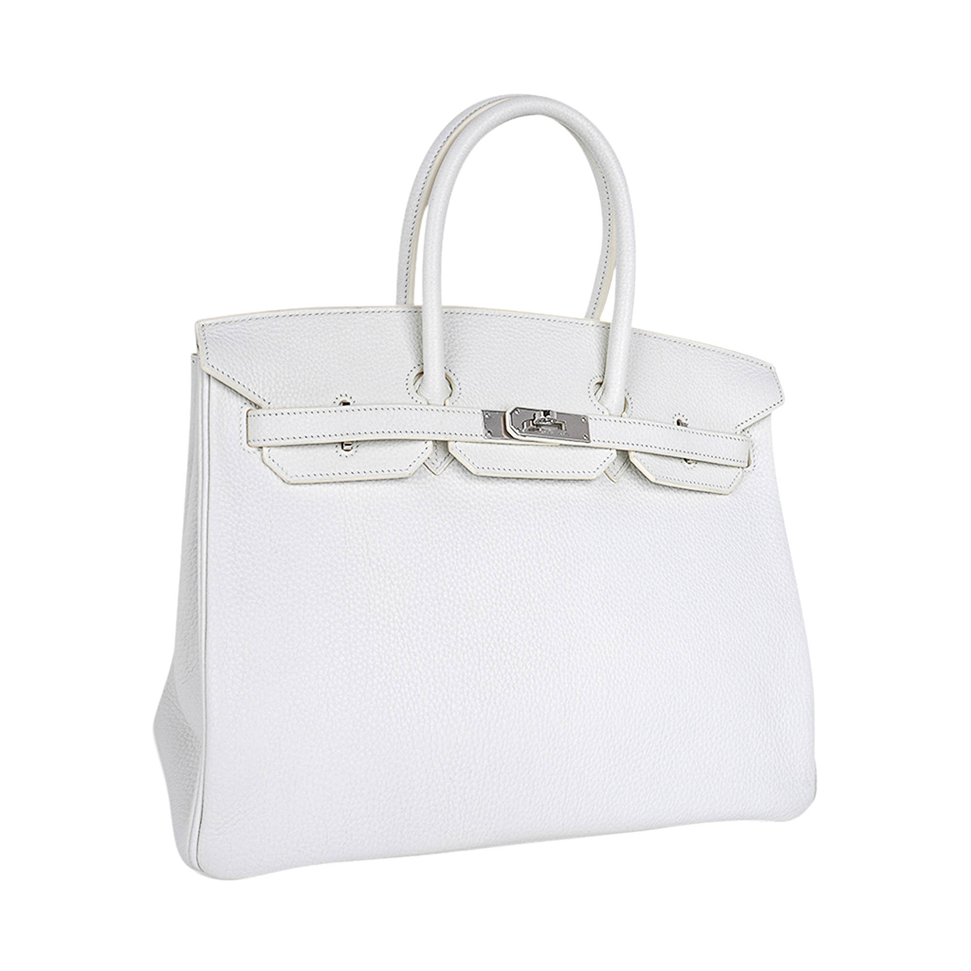 Birkin 35 Bag White Clemence Leather with Palladium Hardware