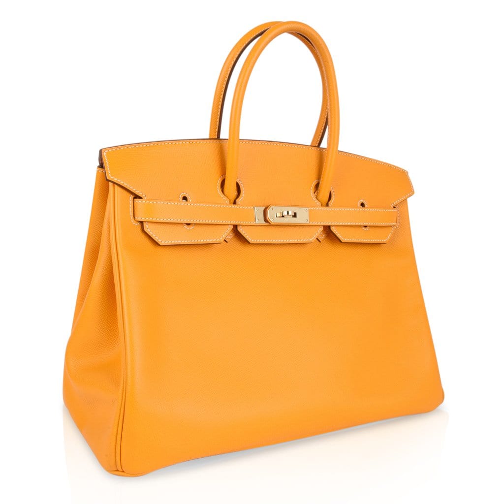 Birkin 35 Bag Yellow Jaune D’Or Candy Limited Edition Epsom Permabrass