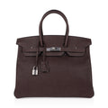 Birkin 35 Bag Ebene Barenia Faubourg Leather with Palladium Hardware