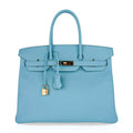 Birkin 35 Bag Blue Atoll Gold Hardware Epsom Leather