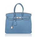 Birkin 35 Bag Blue Jean Togo Leather with Palladium Hardware