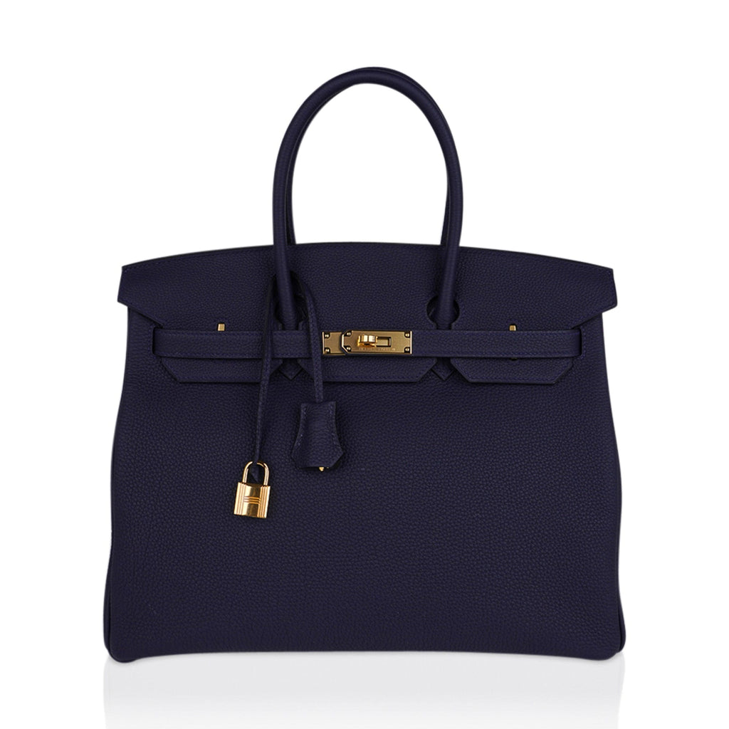 Birkin 35 Bag Blue Nuit Gold Hardware Togo Leather