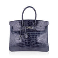 Birkin 35 Bleu Roi Porosus Crocodile Palladium Hardware