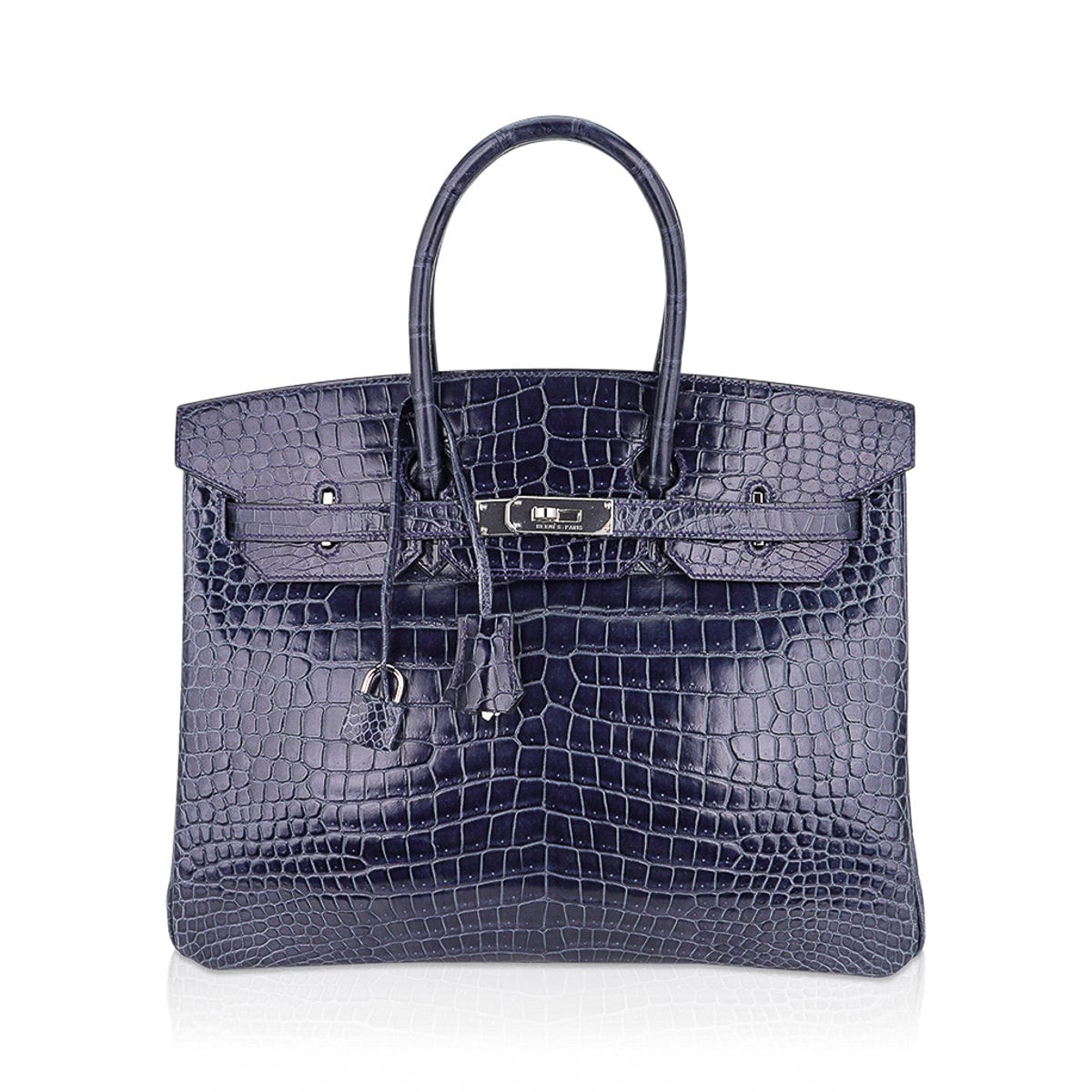 Birkin 35 Bleu Roi Porosus Crocodile Palladium Hardware