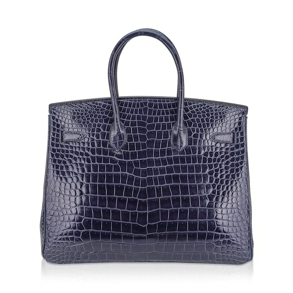Birkin 35 Bleu Roi Porosus Crocodile Palladium Hardware